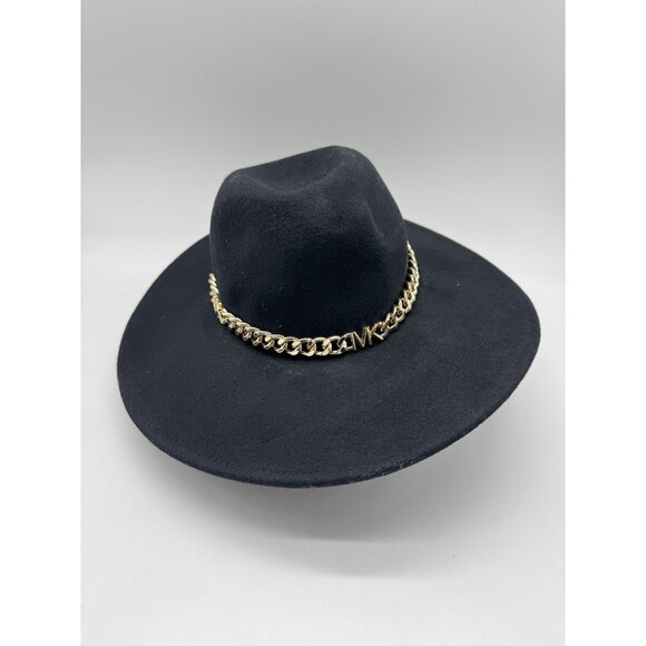 MICHAEL KORS chain detail adjustable women's wool felt fedora hat - Black - M/L - Picture 3 of 10